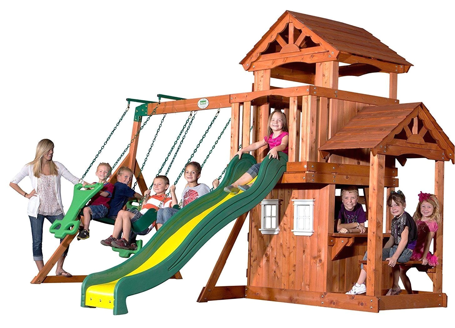 backyard discovery tanglewood all cedar wood playset swing set playsetideas