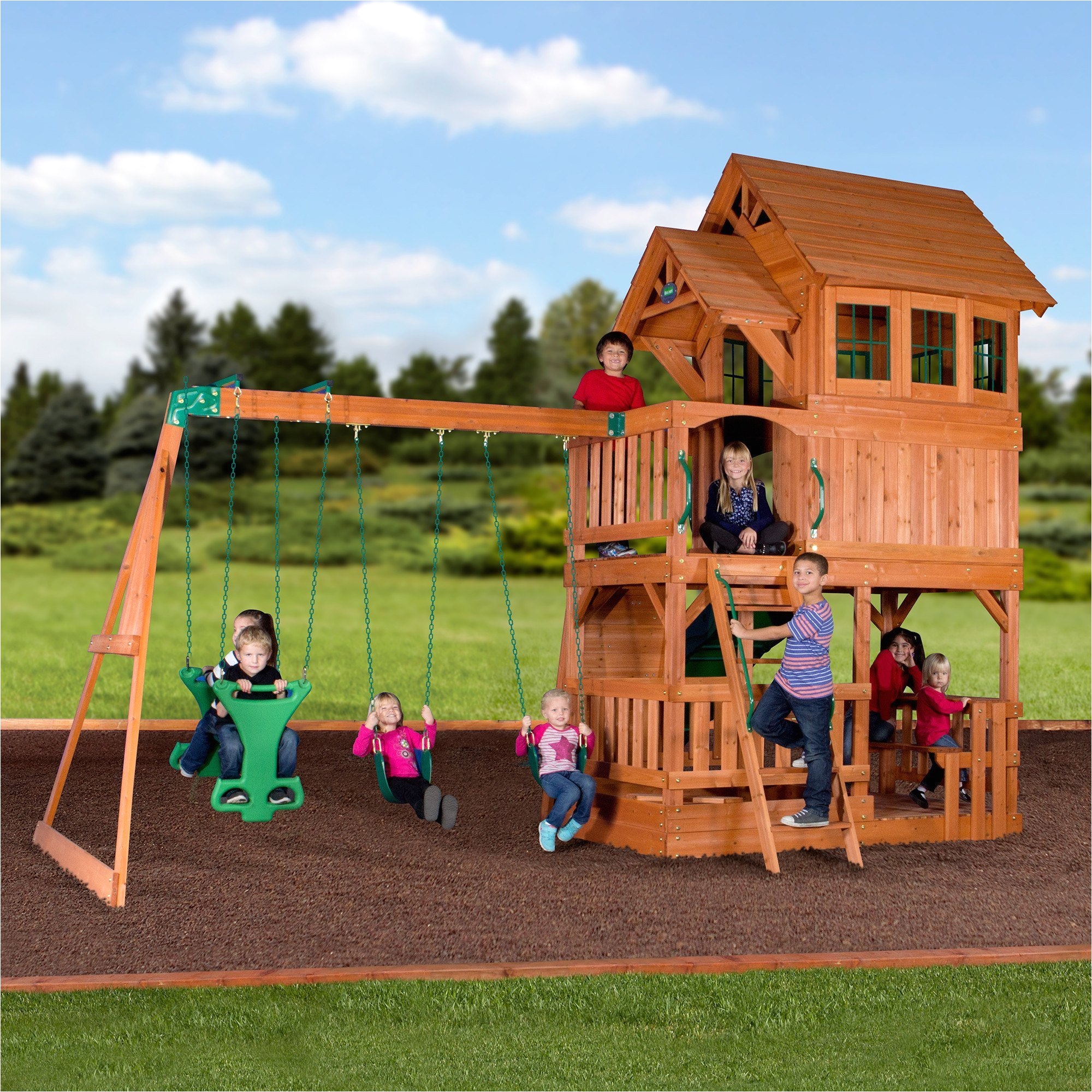 Backyard Discovery Oakmont Cedar Wooden Swing Set Liberty Ii Wooden Swing Set Playsets Backyard Discovery