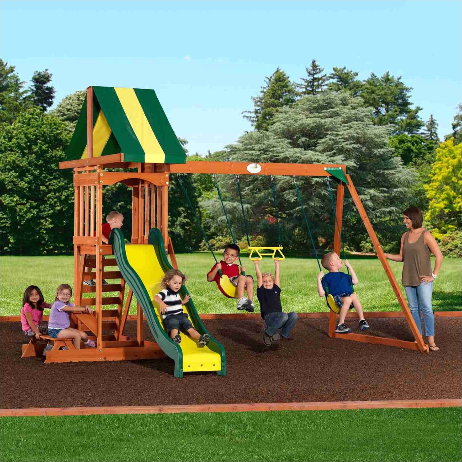 backyard discovery prestige all cedar wood playset swing set