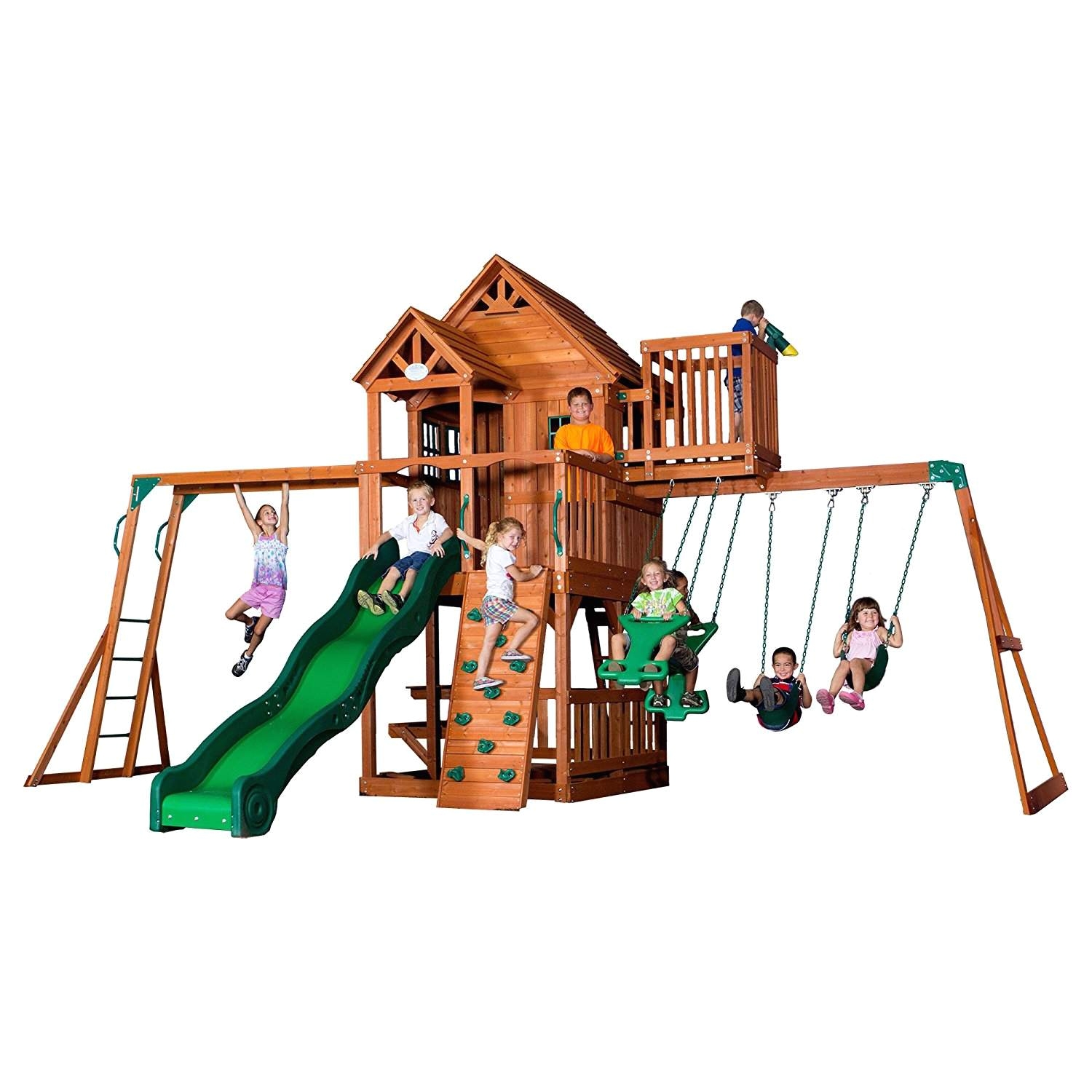 a picture of the backyard discovery skyfort ii play set backyard discovery skyfort ii wooden swing