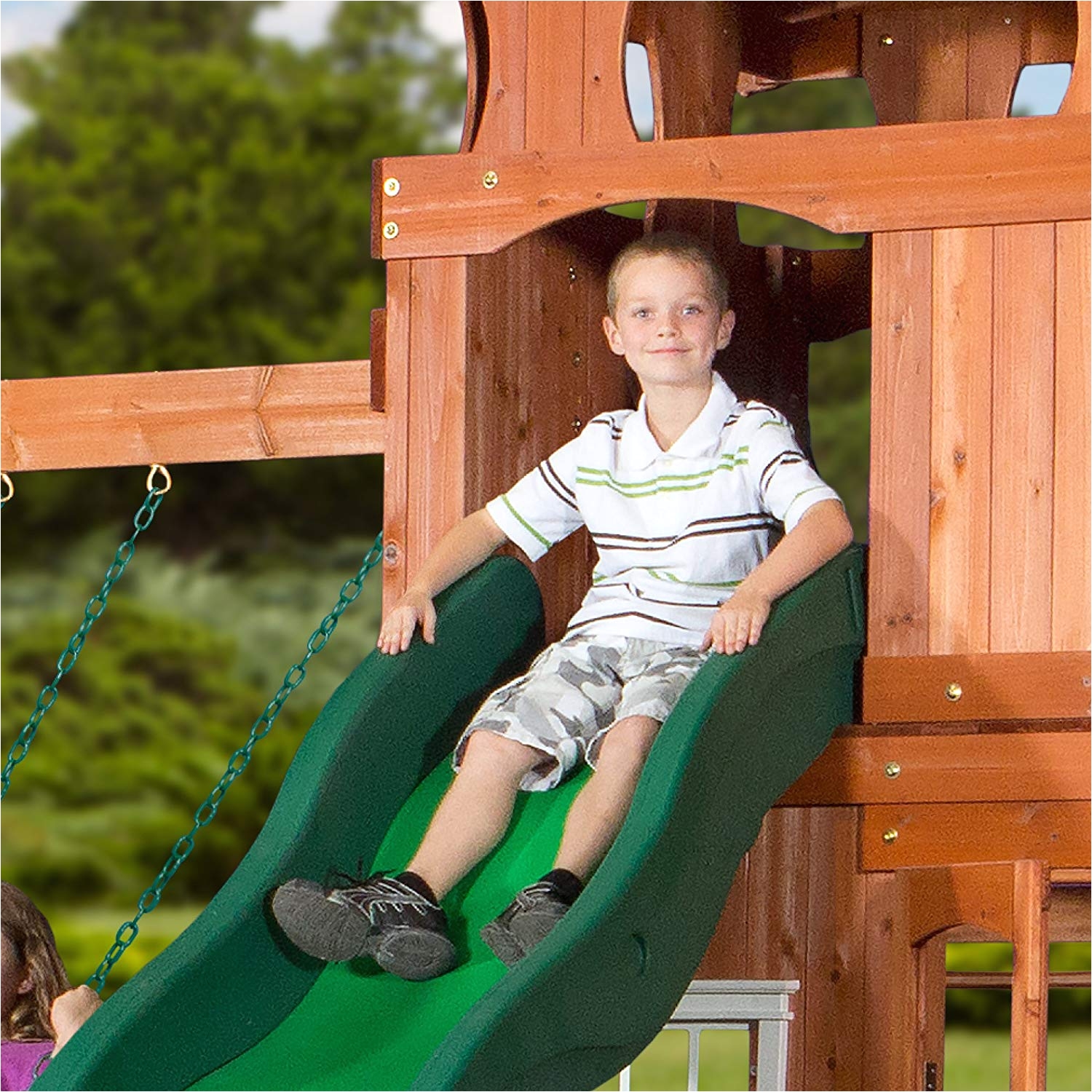 amazon com backyard discovery shenandoah all cedar wood playset swing set toys games