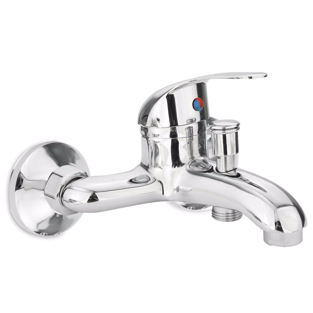 chrome bathroom mixer faucet tap bathtub shower head hot cold mixing vavle knob spout wall mount