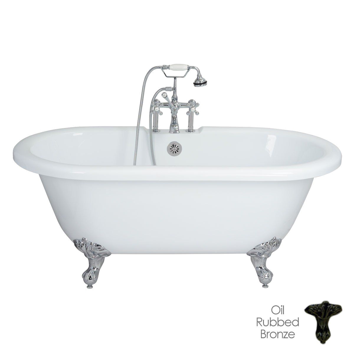 randolph morris 60 inch acrylic double ended clawfoot tub rim drillings ball and claw feet