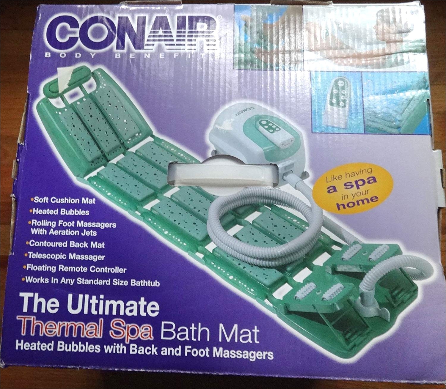 amazon com conair deluxe thermal spa bath mat with remote and foot massage discontinued home kitchen
