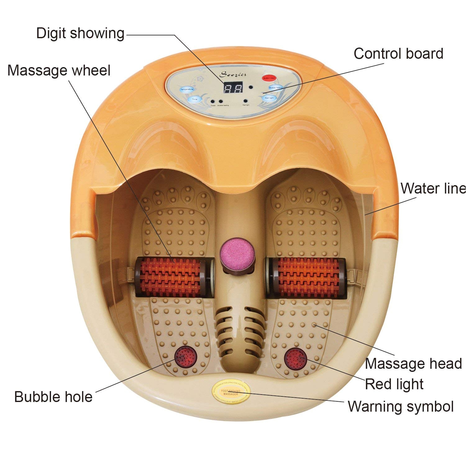 amazon com soozier foot bath spa massager with heating and bubbles health personal care