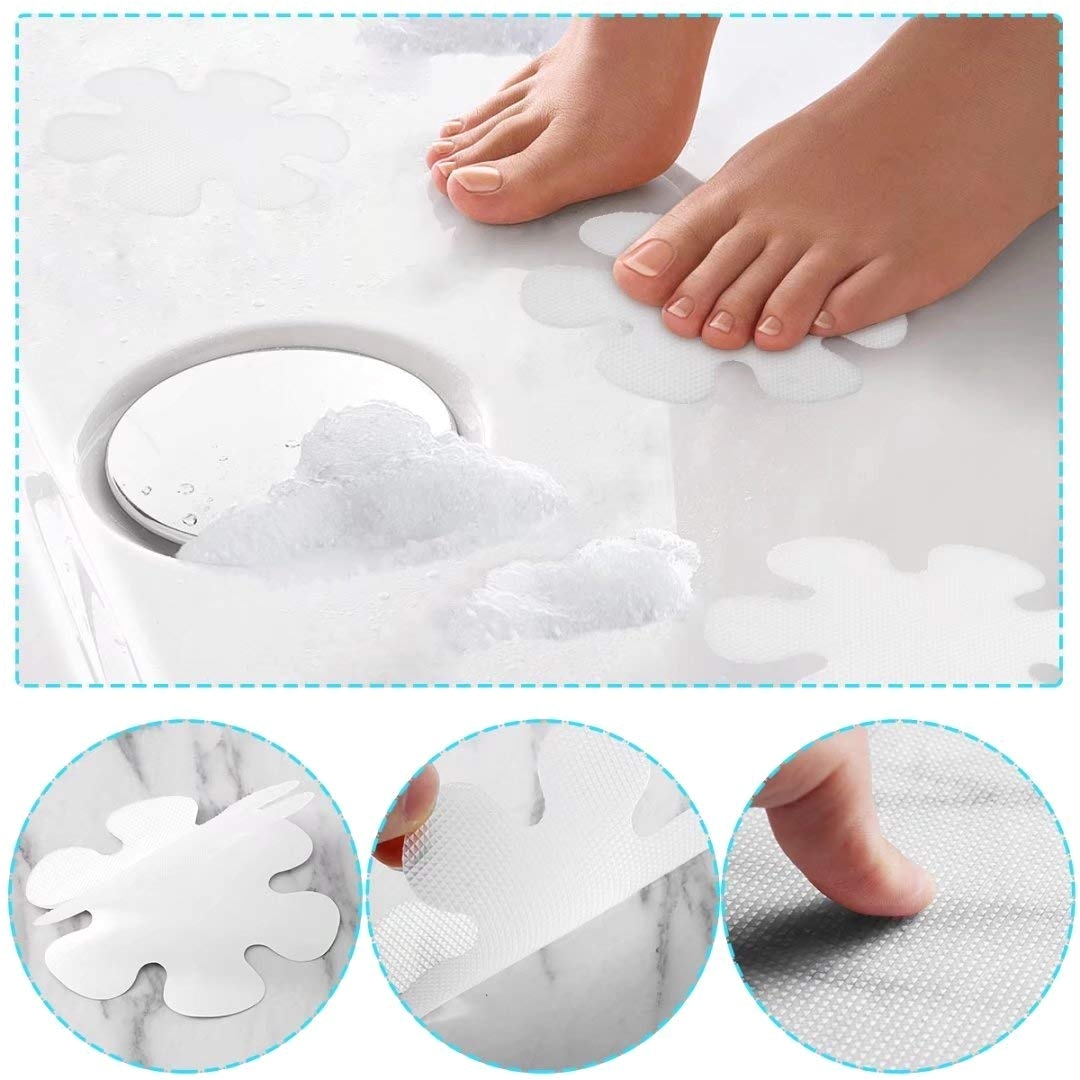 20pcs bathtub flower shape decals dia 10cm bathroom floor anti slip stripssafty prevent from slipping