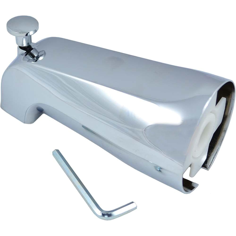partsmasterpro tub spout with diverter in chrome finish fits 1 2 in slip