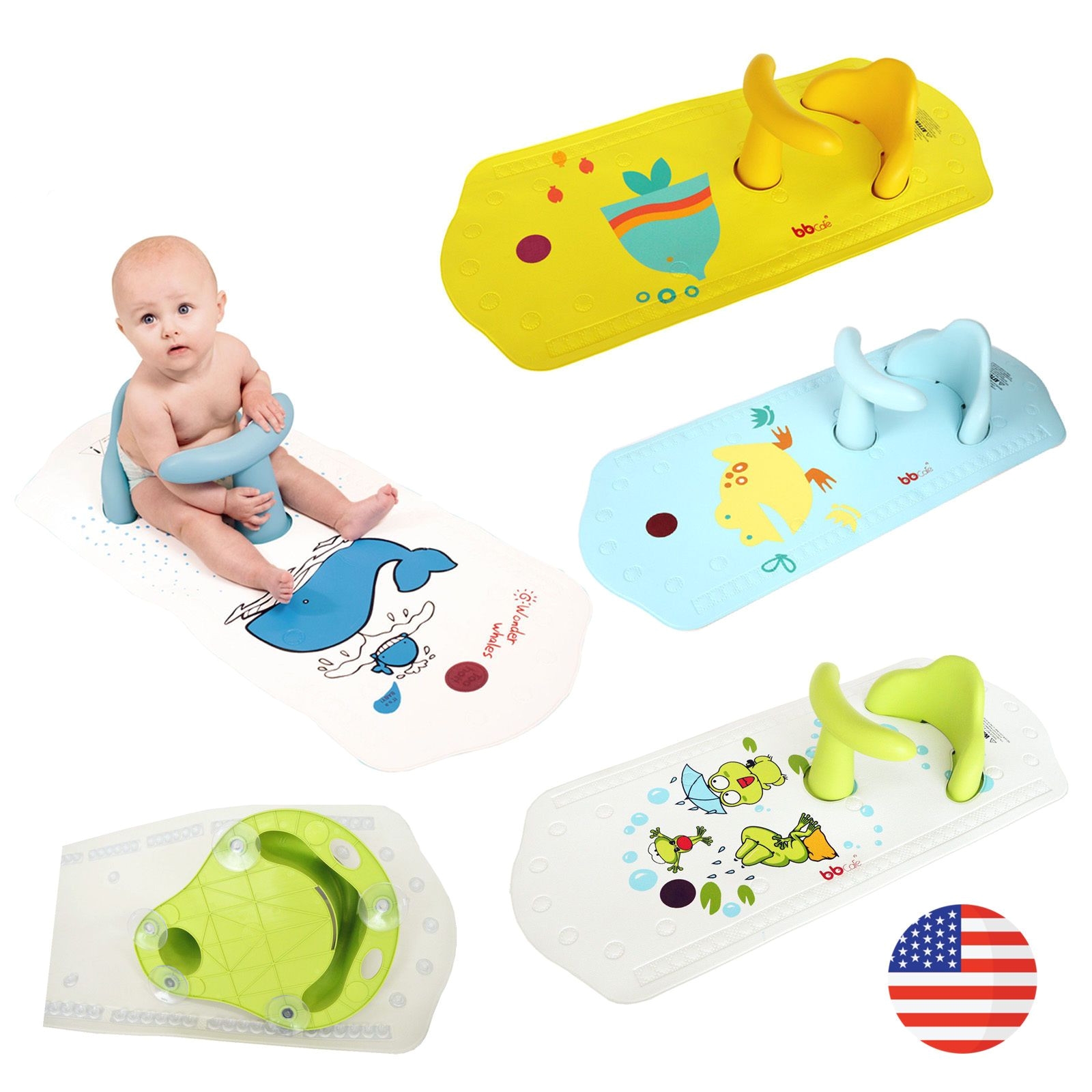 baby safety bath seat extra longnon slip bath mat with heat sensitive ring