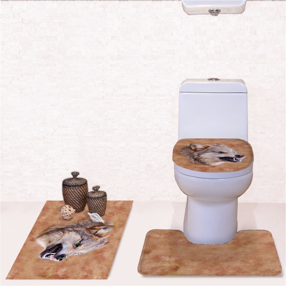 hugsidea french bulldog print toilet seat cover 3pc set bathroom commode pedestal rug toilet lid pads cover animal non slip mats in toilet seat covers from