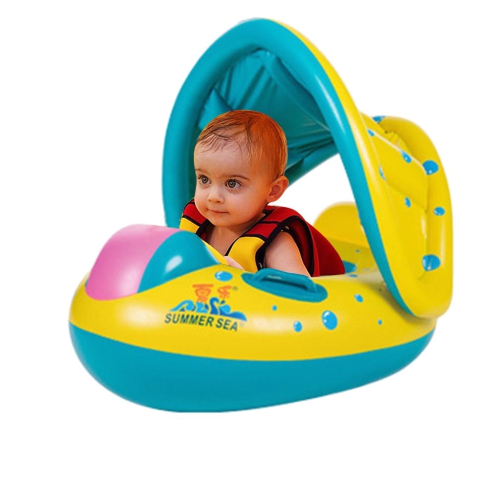 2018 baby swimming ring bath toys portable safety inflatable adjustable sunshade float kids water sport seat boat toy ring swim pool from breenca