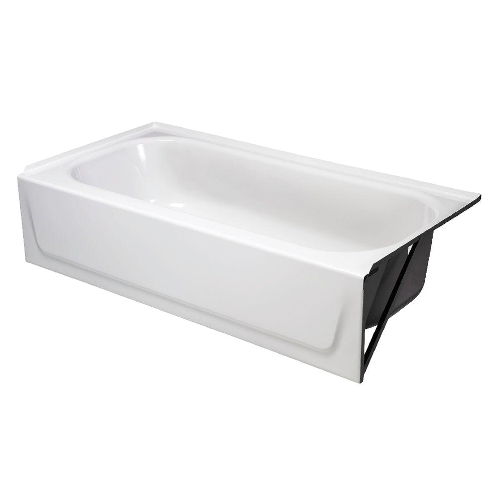 right drain rectangular alcove soaking bathtub in white
