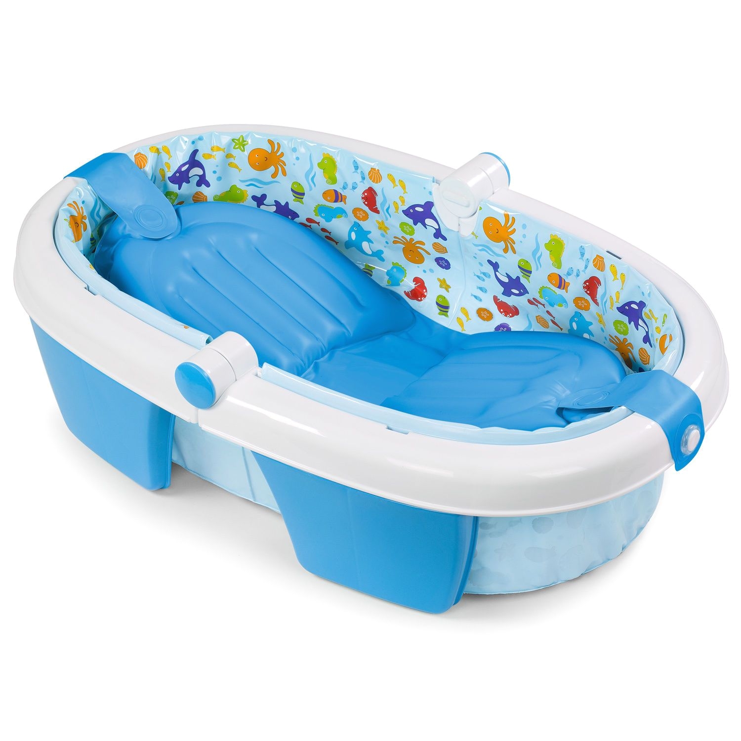 fold away baby bath tub space save infant travel inclined blue fish girls boys
