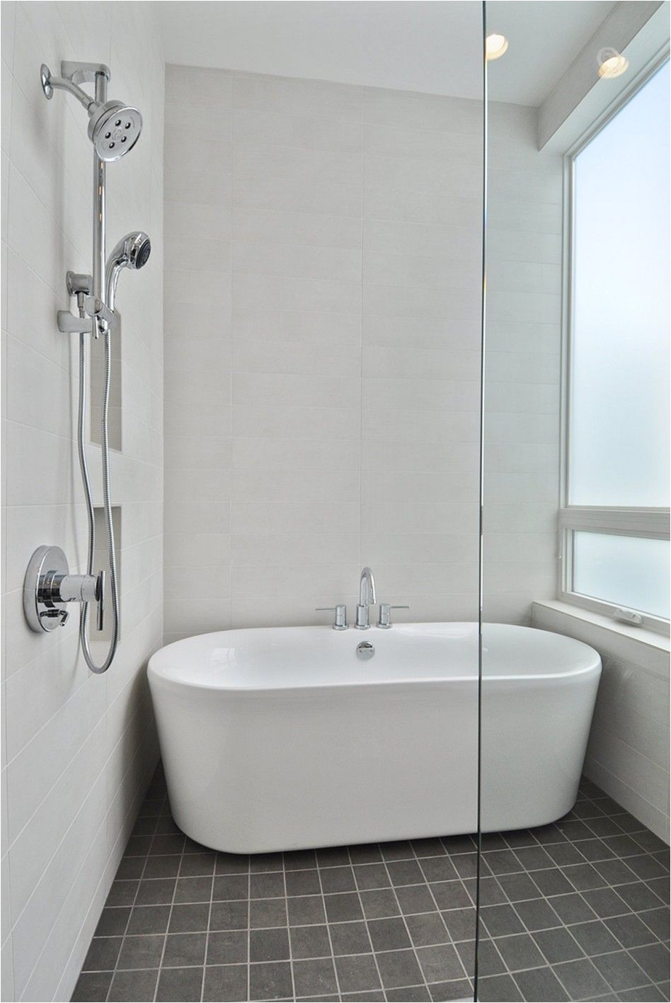 bathroom chic and clean bathtub with glass door and charming water shower faucet