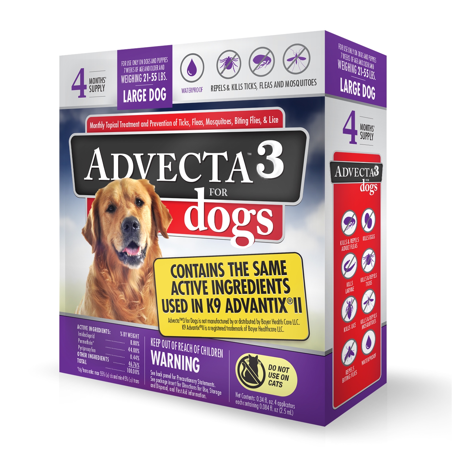 advecta 3 tick flea and mosquito repellent and treatment for large dogs 4 monthly doses walmart com