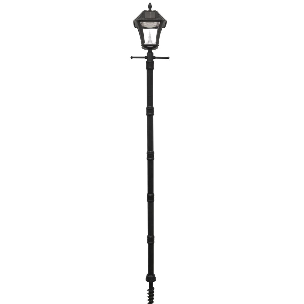 baytown ii black resin solar warm white outdoor integrated led post light and lamp post