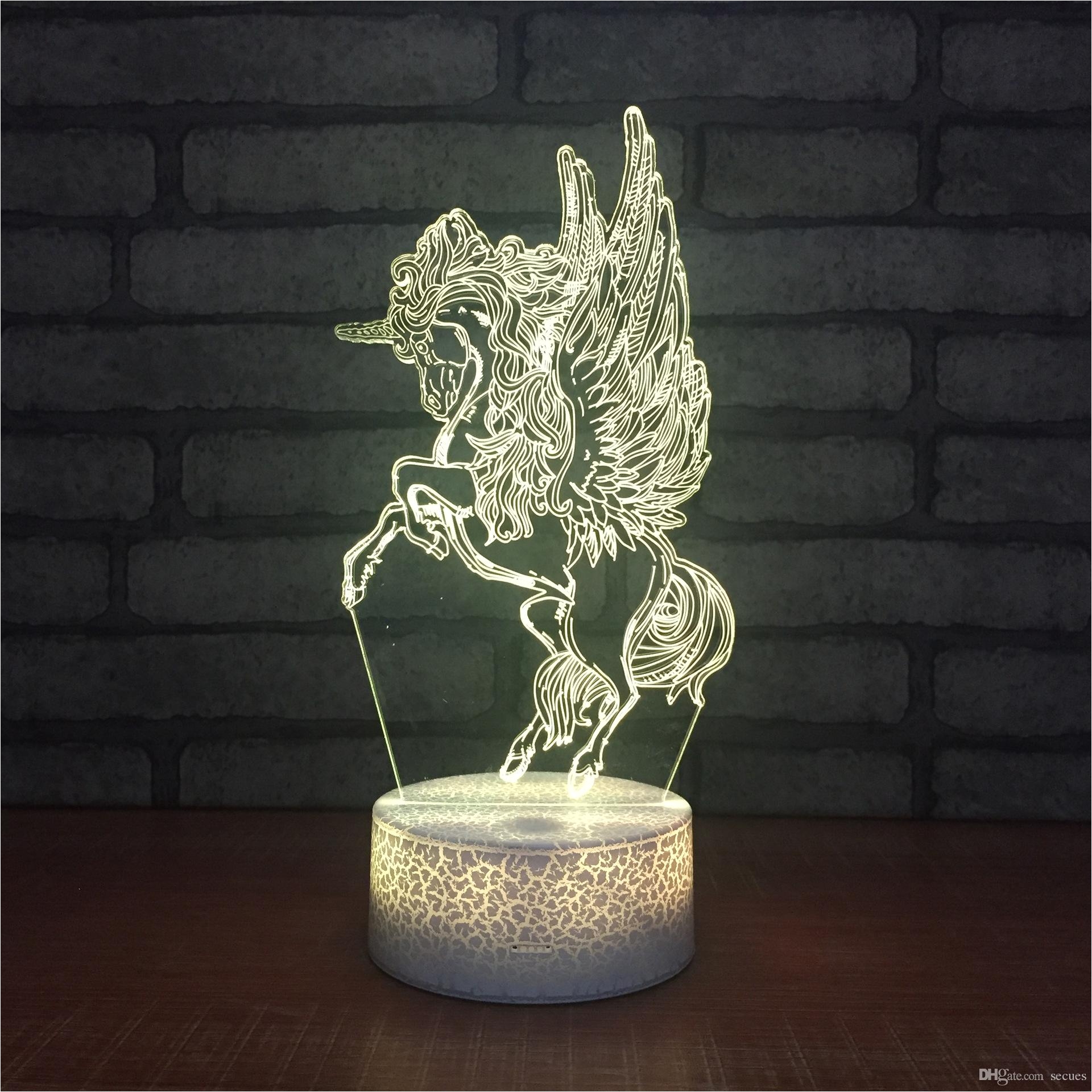 2018 flying unicorn lamp 3d optial led lamp crack lamp base aa battery usb powered 7 rgb light dc 5v wholesale from secues 10 06 dhgate com