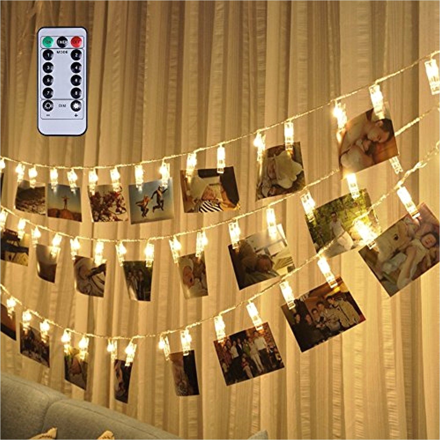 anting 40 led photo clips string lights 16 4 feet 8 modes battery operated wedding party home wall lights with remote control lightingceilingfans