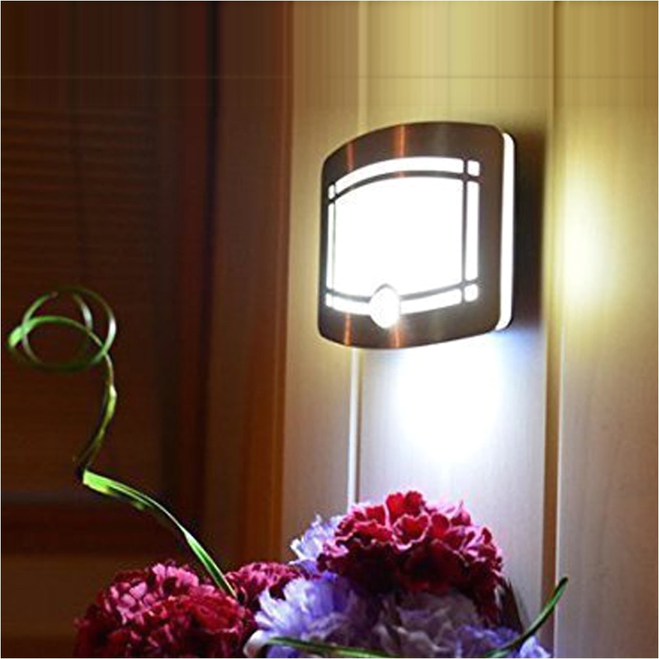 motion sensor activated led wall lamp battery operated wireless night light auto on off for hallway pathway staircase wall in led indoor wall lamps from
