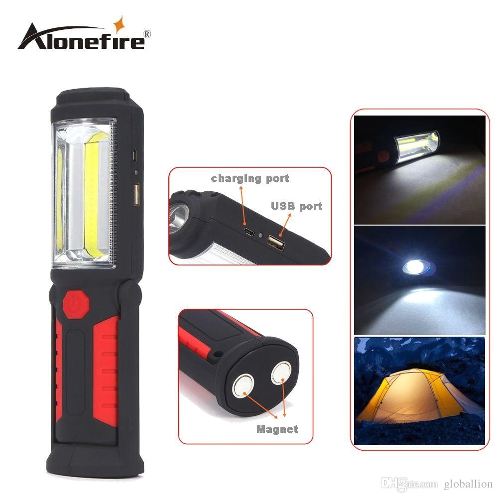 Battery Powered Work Lights Alonefire C023 Portable Mini Cob Led Rechargeable Flashlight Work