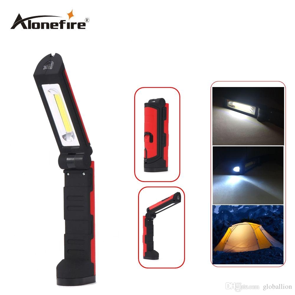 alonefire c026 multifunctional portable cob led magnetic folding hook work light flashlight lanterna lamp for camping hunting fishing rechargeable led