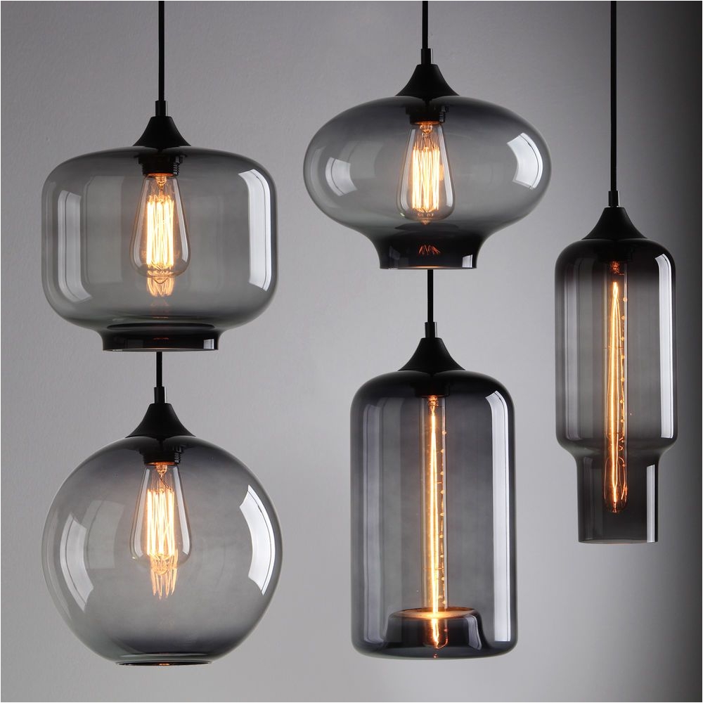 modern industrial smoky grey glass shade loft cafe pendant light ceiling lamp in home furniture diy lighting ceiling lights chandeliers ebay