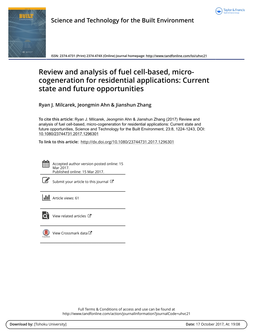 pdf review and analysis of fuel cell based micro cogeneration for residential applications current state and future opportunities