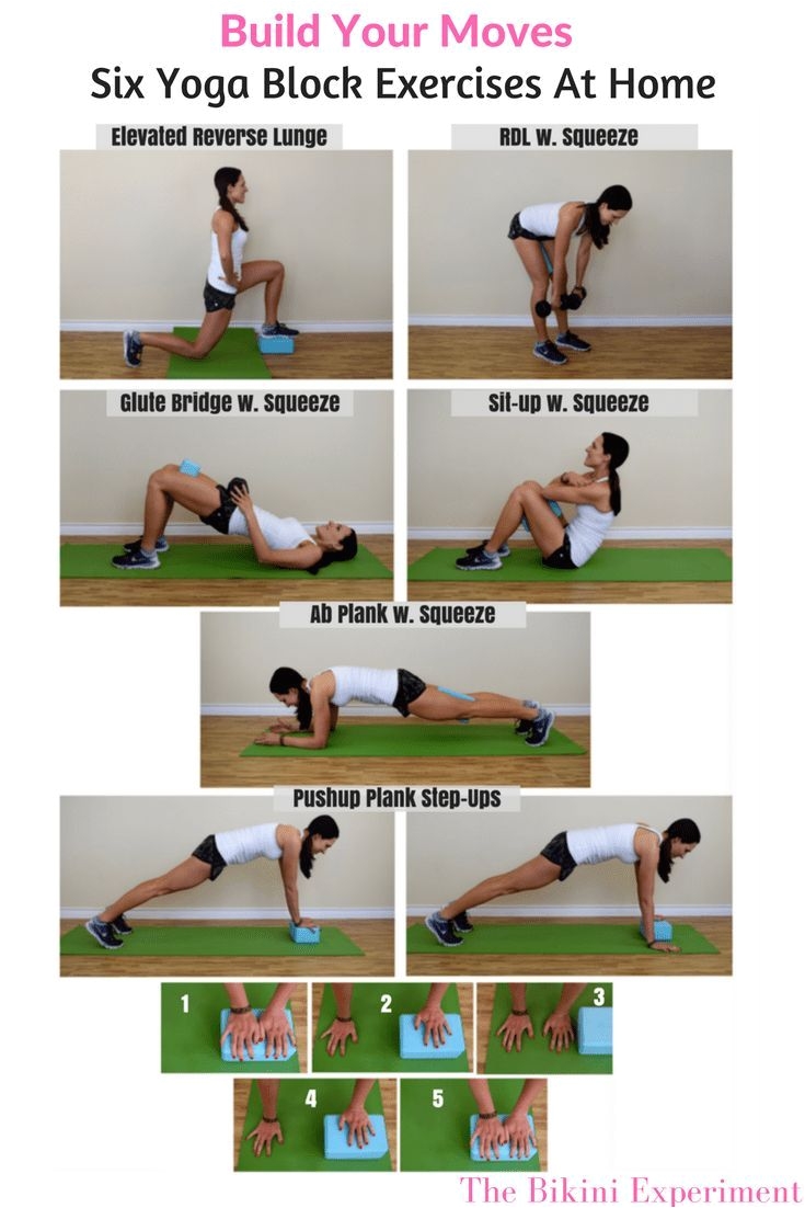 a full body workout using yoga block exercises to add resistance to build