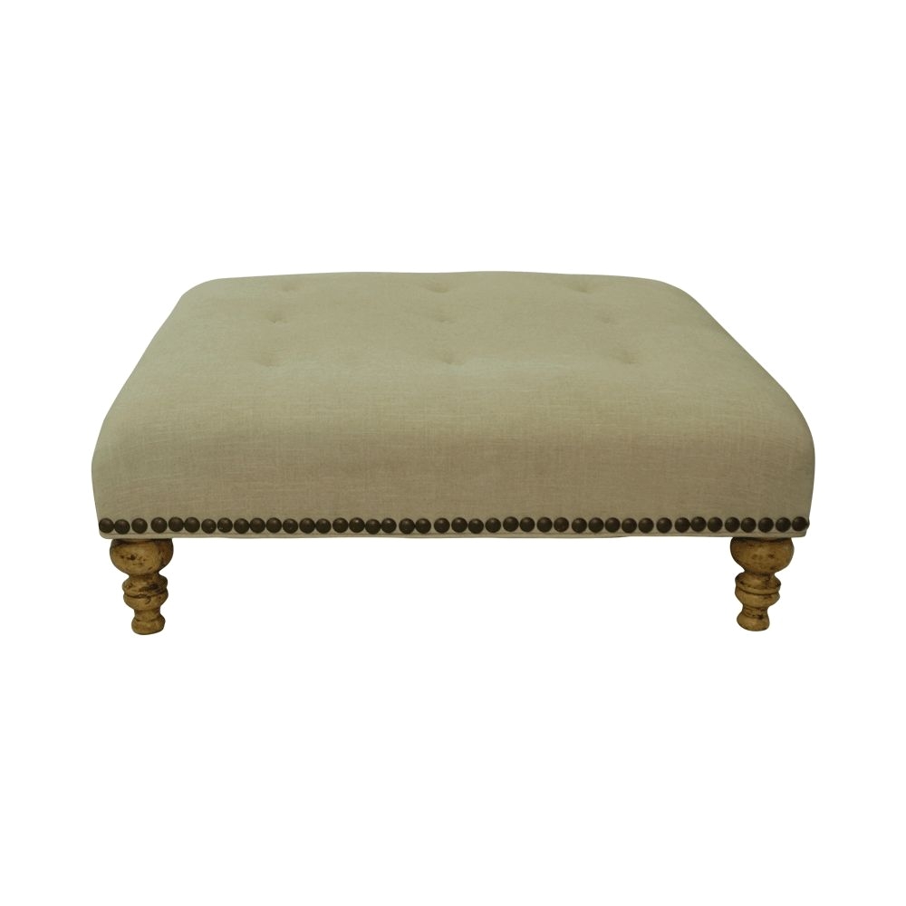 Bench Rental for Wedding Jane Extra Large Tufted Neutral Linen Ottoman Sundrop Vintage