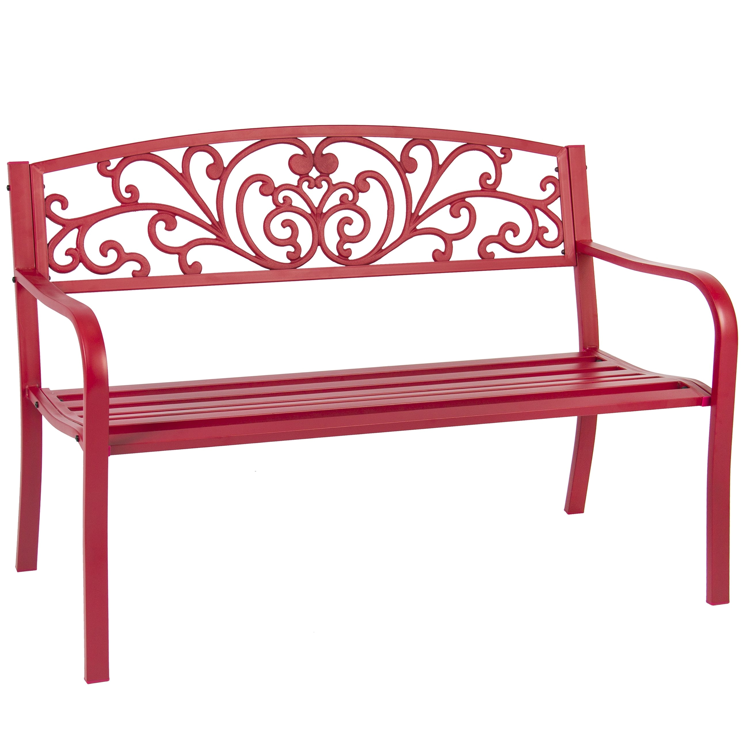 buy bcp 50 patio garden bench park yard outdoor furniture steel frame porch chair at walmart com