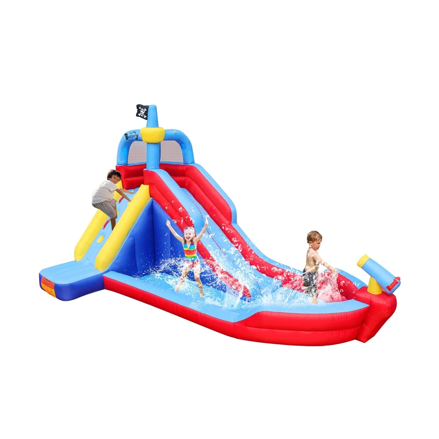 amazon com bestparty pirate boat inflatable water slide water park bounce house with blower toys games