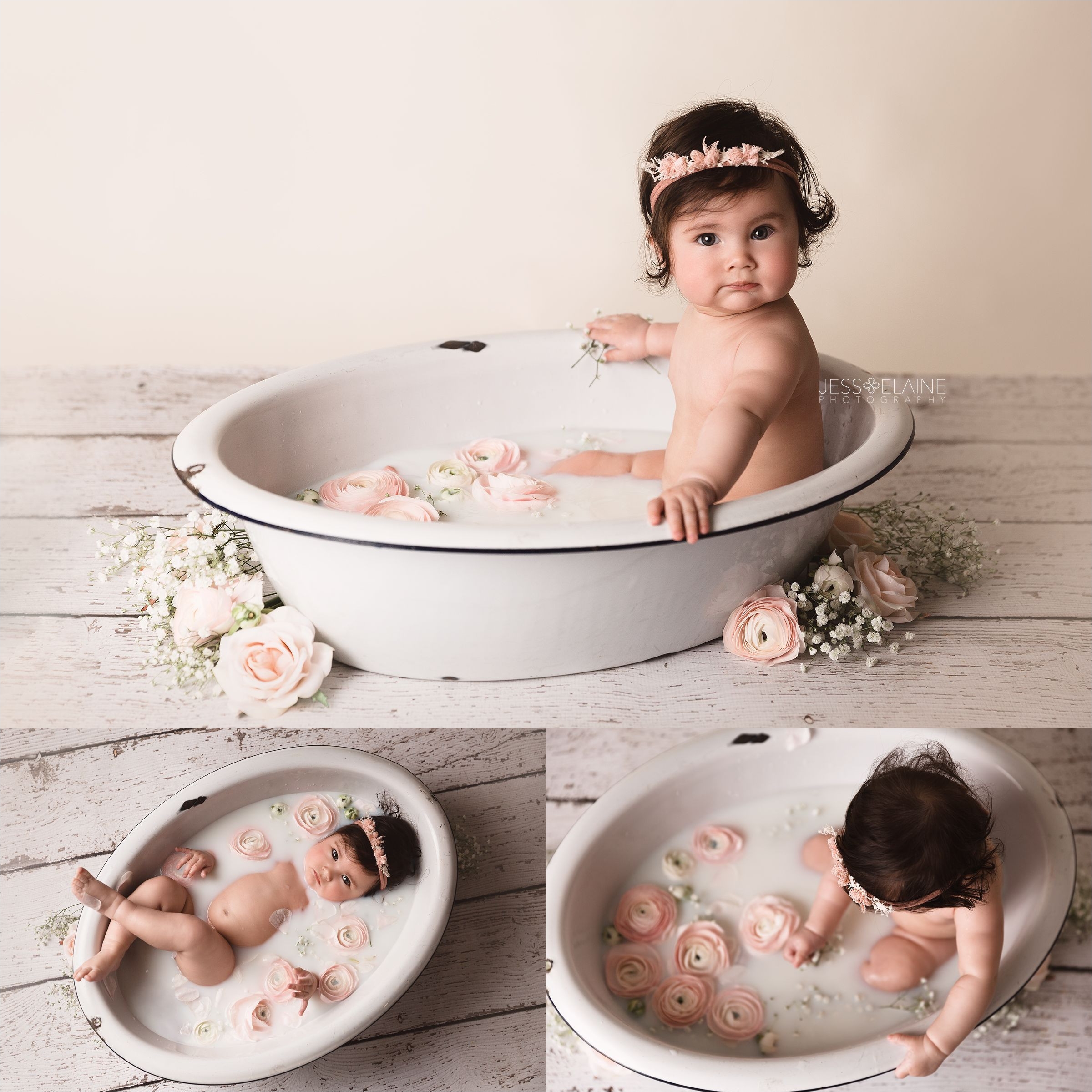 baby floral milk bath jess elaine photography