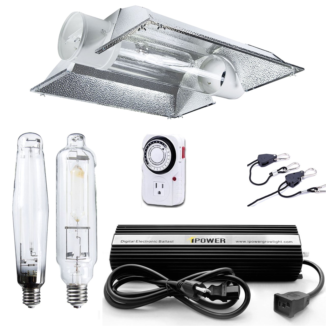 amazon com ipower 1000 watt hps mh digital dimmable grow light system kits cool tube reflector set xl wing plant growing light fixtures garden