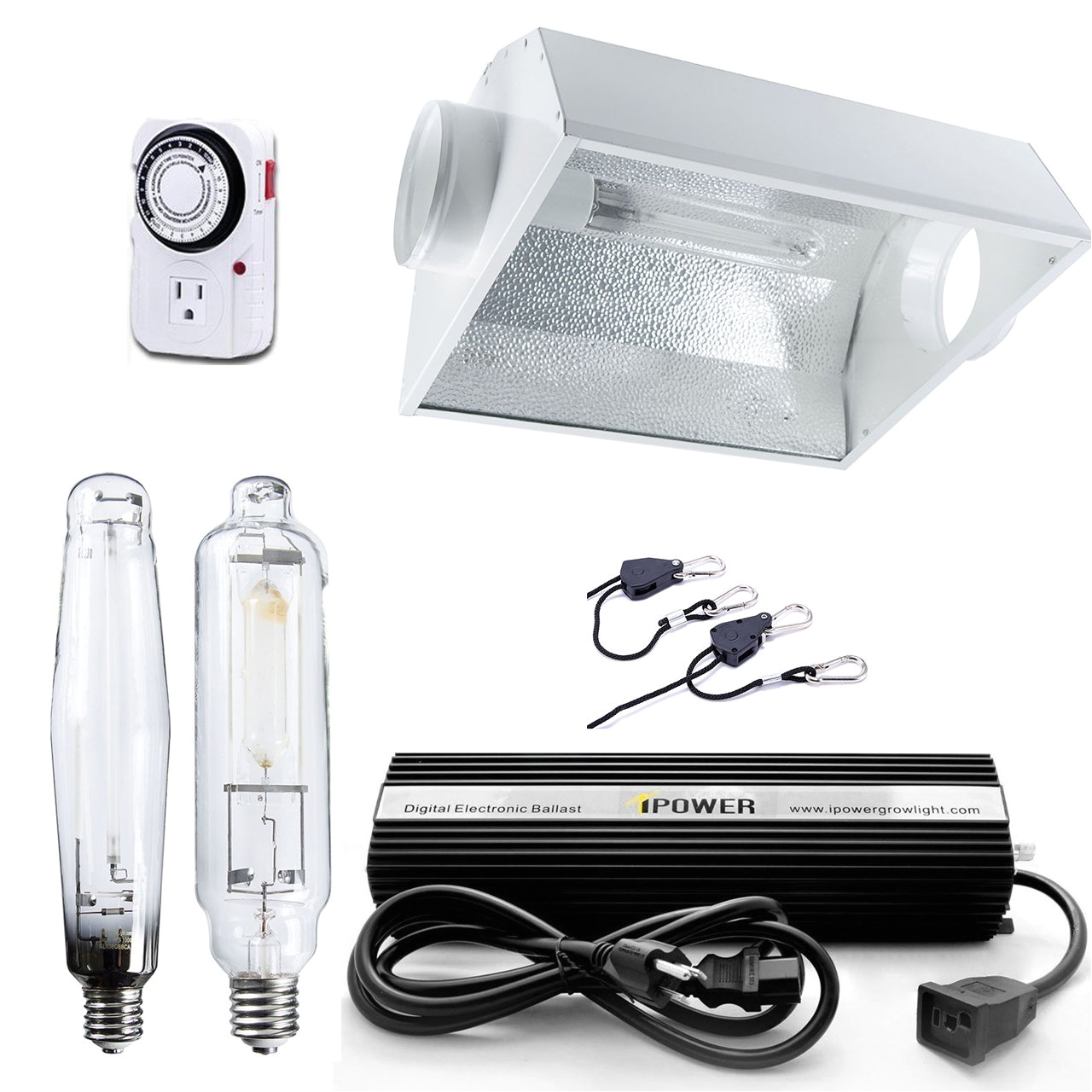 amazon com ipower 1000 watt hps mh digital dimmable grow light system kits air cooled reflector hood set garden outdoor