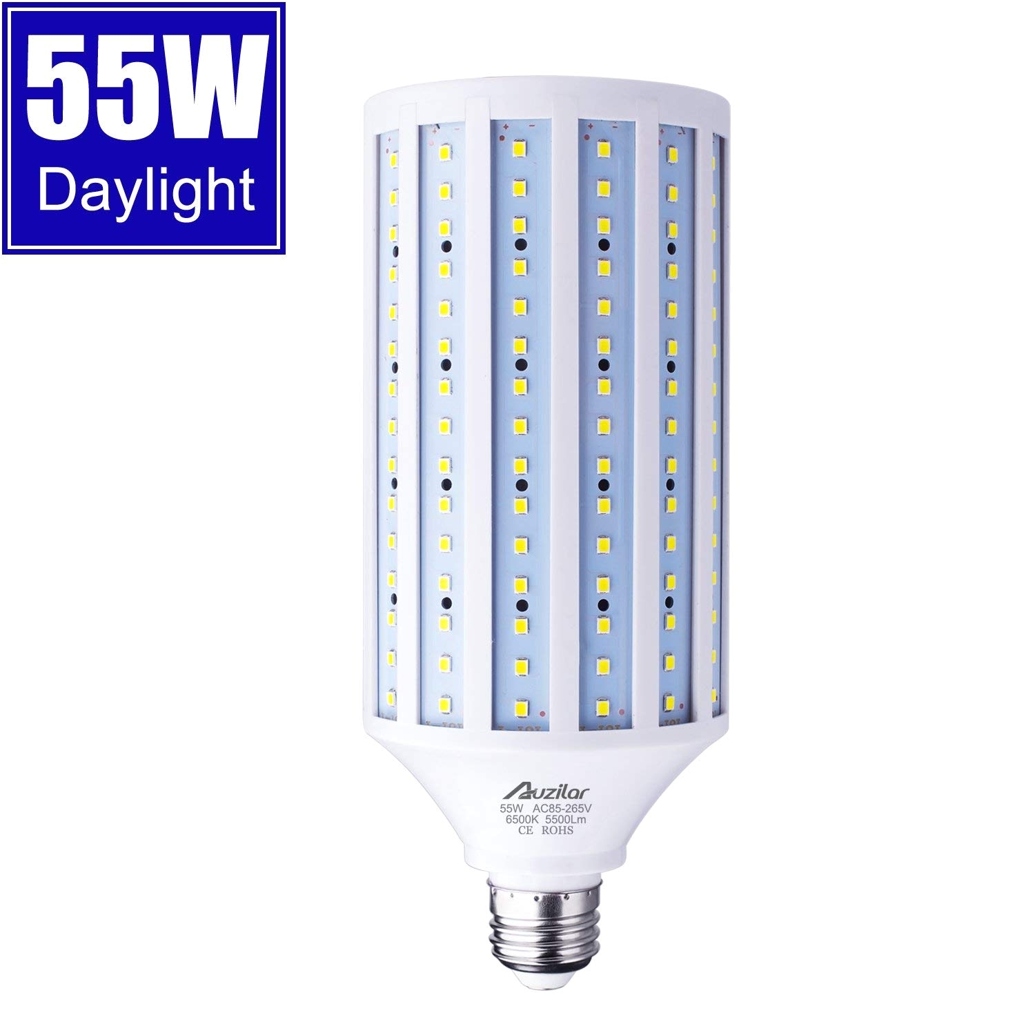 55w led corn light bulb for indoor outdoor large area e26 5500lm 6500k cool white super bright daylight led corn bulb for garage barn workshop warehouse