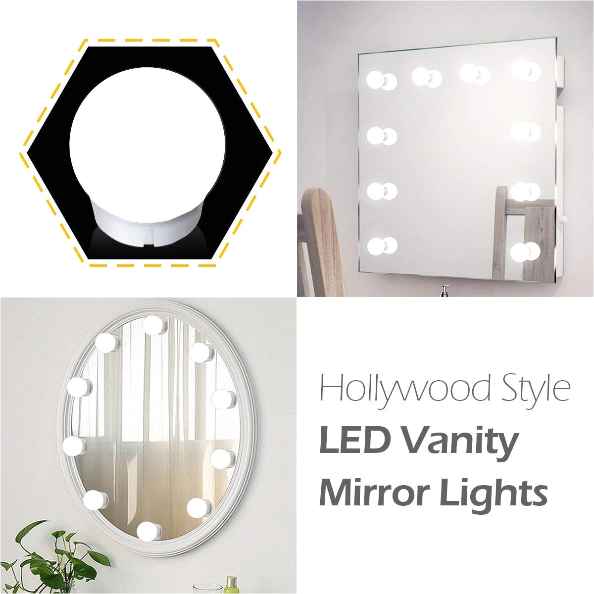 linkable makeup mirror light bulb hollywood style led vanity mirror lights with 1 dimmable bulb for dressing cosmetic bathroom mirror not included