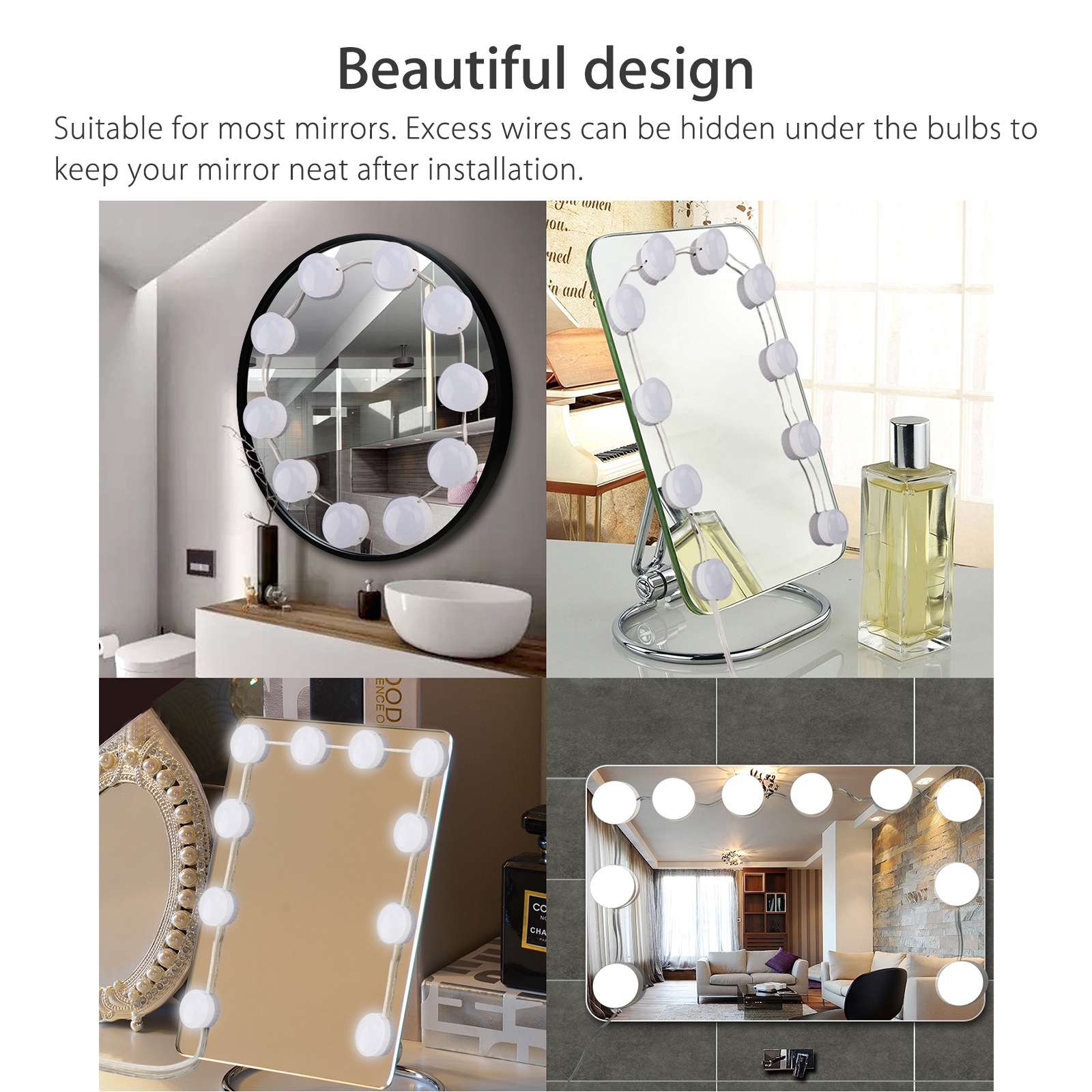 tsv hollywood style led vanity mirror lights kit with dimmable light bulbs lighting fixture strip for makeup vanity table set in dressing room mirror not