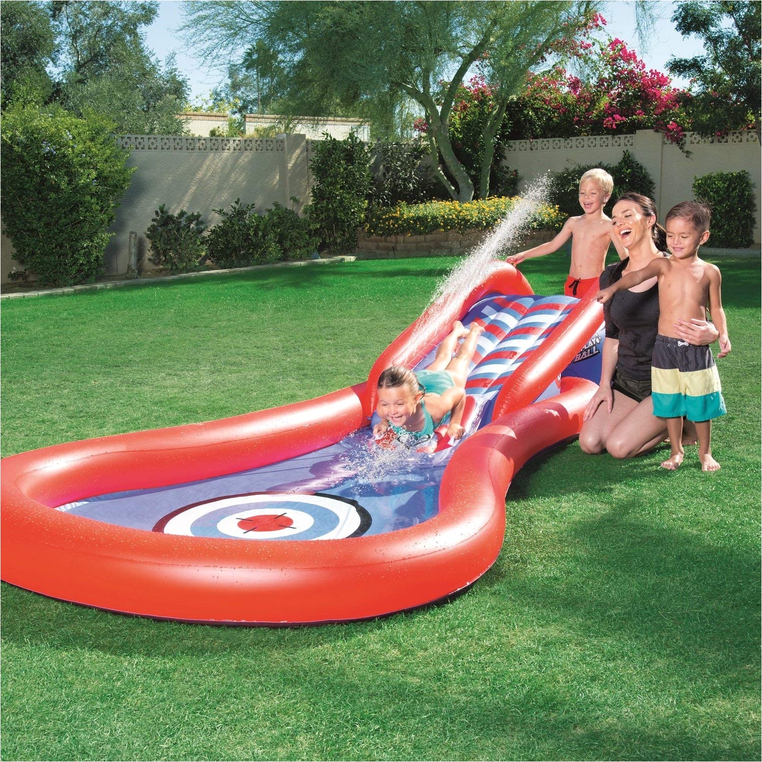 splash play cannon ball water slide toys games