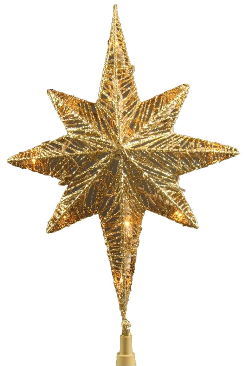 12 lighted gold glitter star of bethlehem christmas tree topper clear lights 14055807