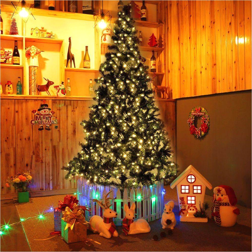 artificial christmas tree w 450 led lights stand holiday season 8 ft pre lit
