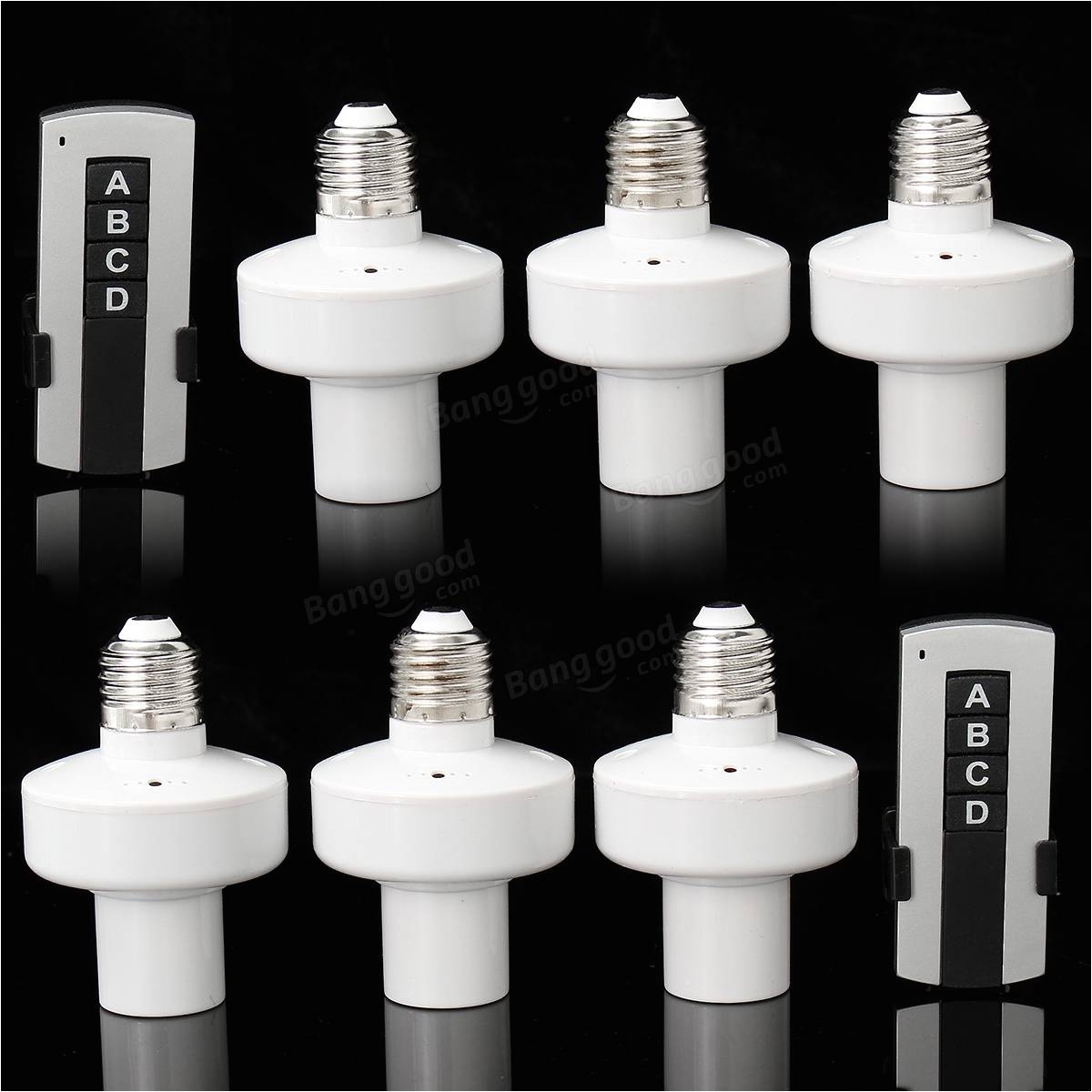 3pcs e27 screw base wireless remote control light lamp bulb switch holder cap socket