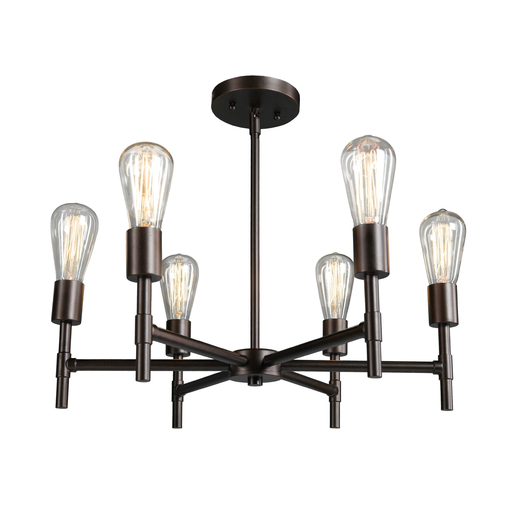 dagda 6 light semi flush mount ceiling light rustic black aiden lane