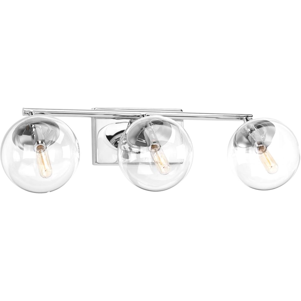 progress lighting mod collection 3 light polished chrome bathroom vanity light with glass shades