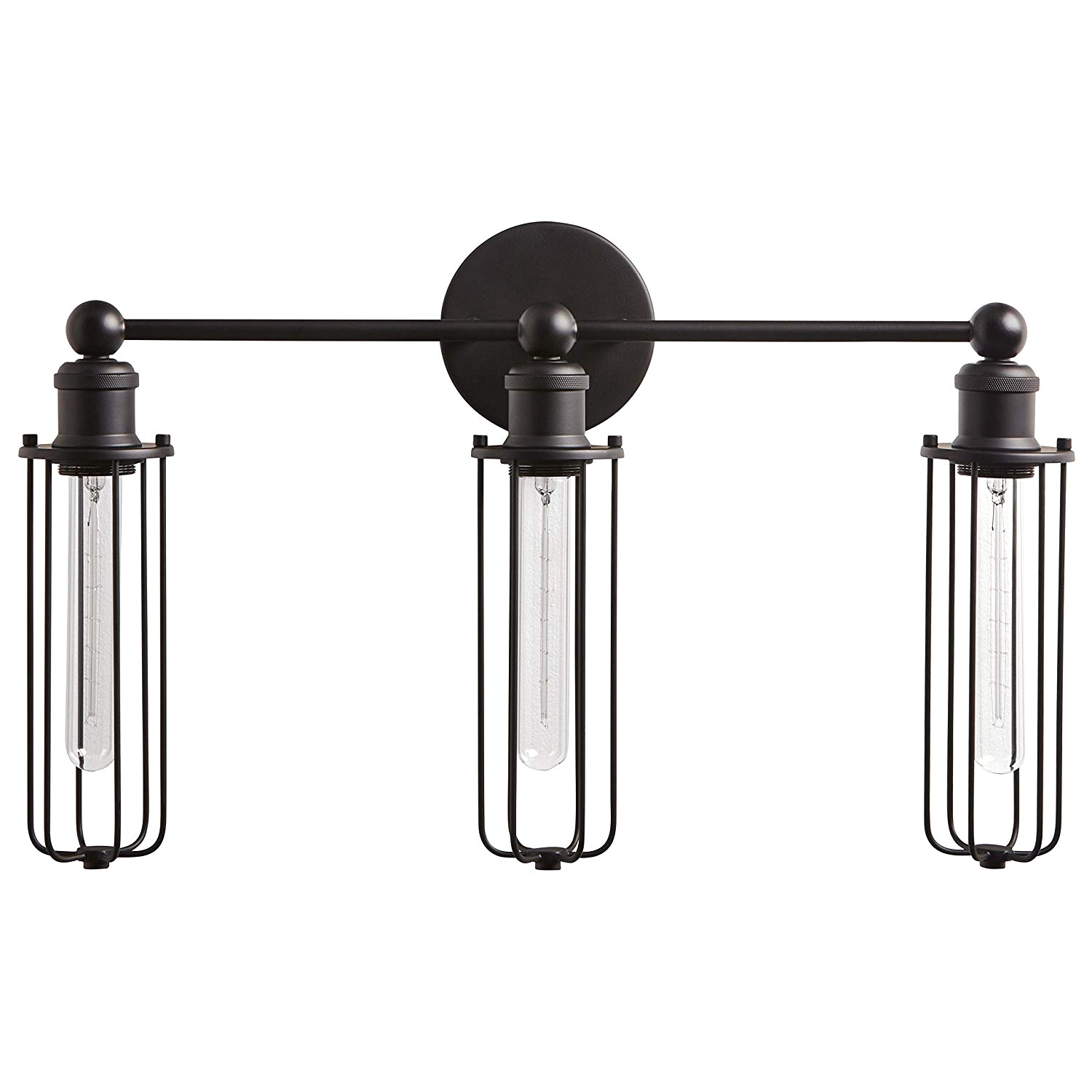 rivet industrial wall sconce 3 light vanity fixture 13 5h with bulb matte black amazon com