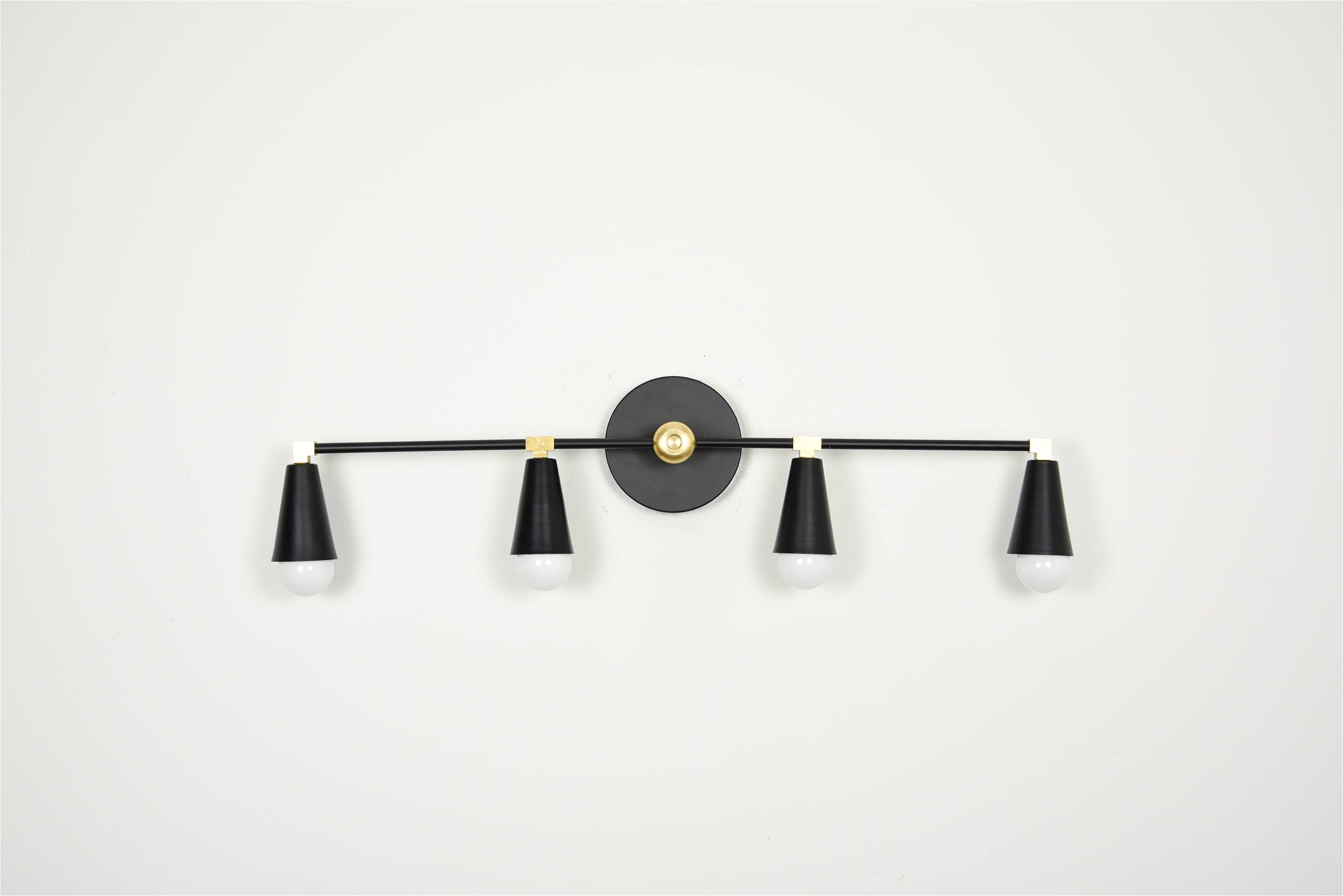wall sconce vanity 4 light wall sconce black and brass gold 4 bulb cone cover modern mid century industrial light bathroom vanity ul listed