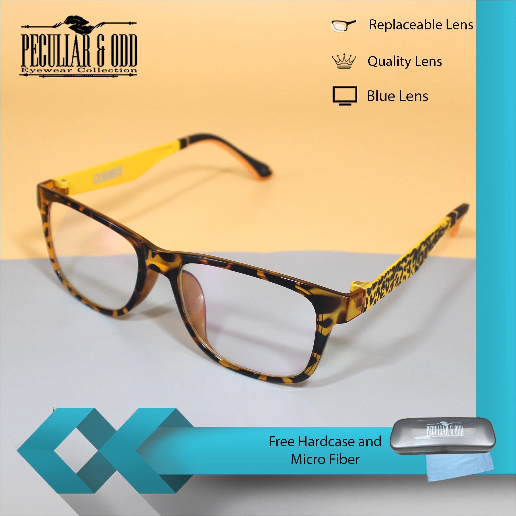 optical square 8615 orangeprintedyellow clear lens lightweight replaceable eyeglasses multi coated computer blue lens unisex