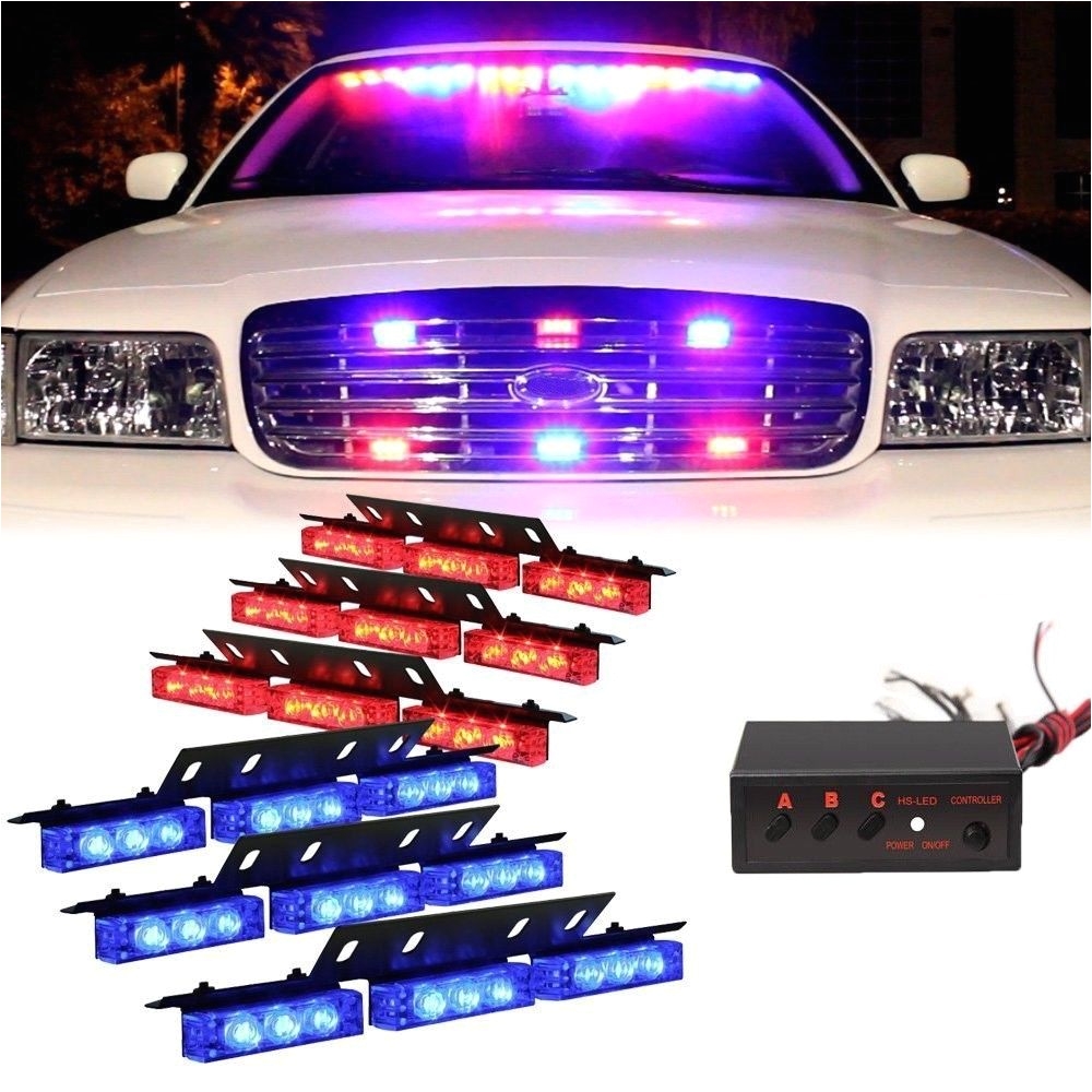 54 led dc12v 6x 9led auto vehicle truck strobe lights waterproof flashing lamp with blue and