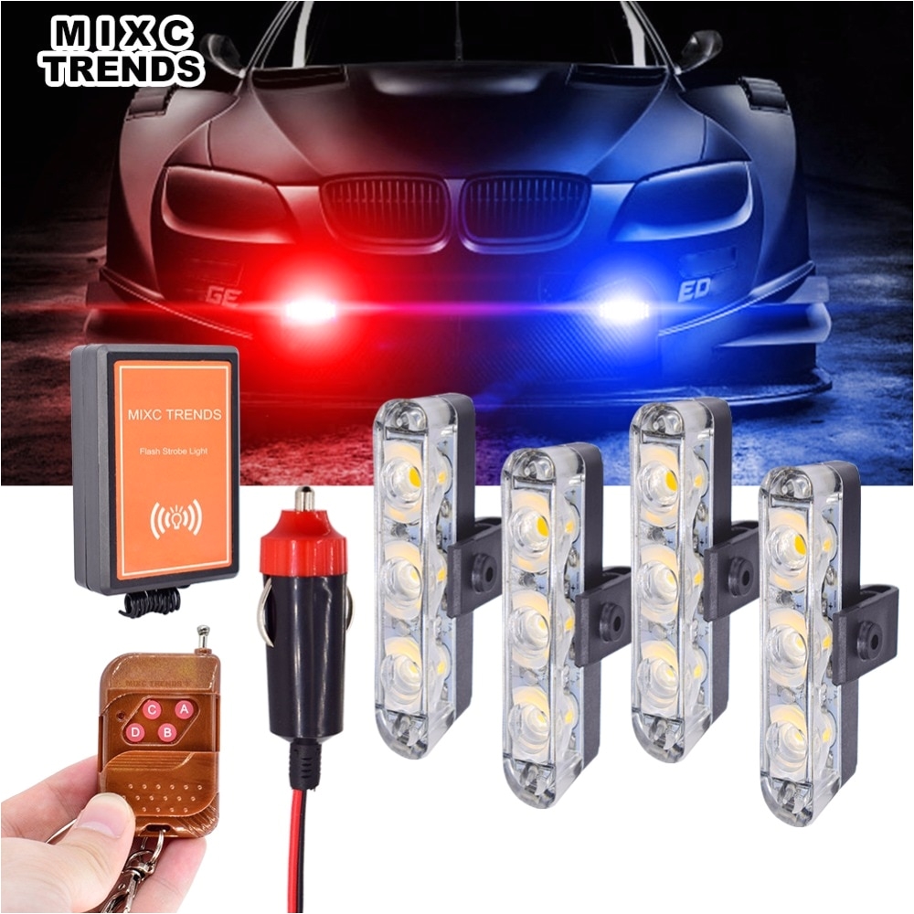 4x3 leds strobe emergency lights with remote control flash warning blinking police led lights for car truck ambulance motercycle in signal lamp from