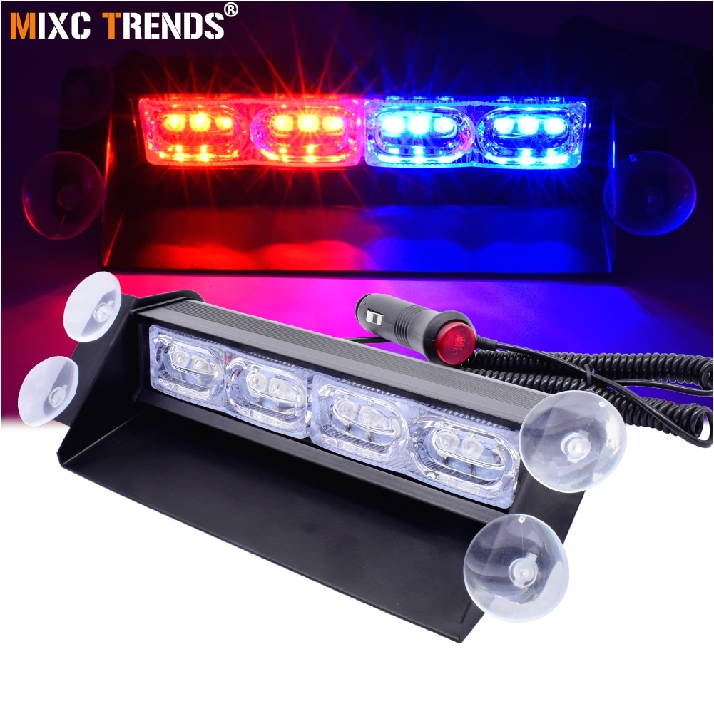 1pcs super bright 12v 12w car interior dash strobe flash led emergency warning police light with