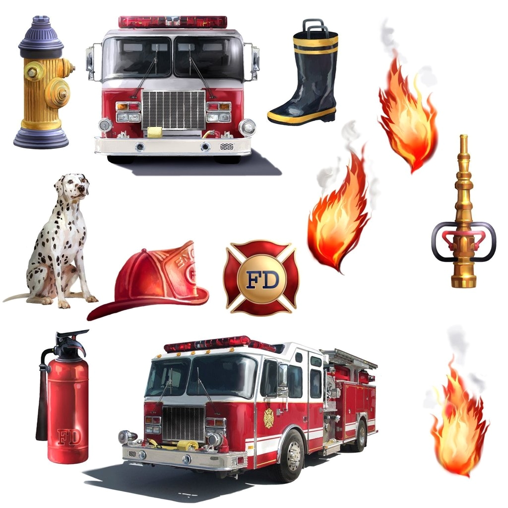 Blue Lights for Firefighters Hot Selling Fire Brigade Peel Stick Wall Decal Set Fearless