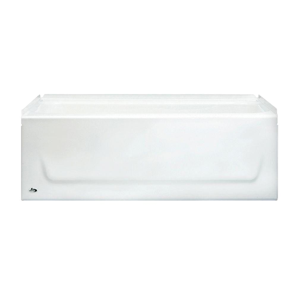 right drain rectangular alcove soaking bathtub in white